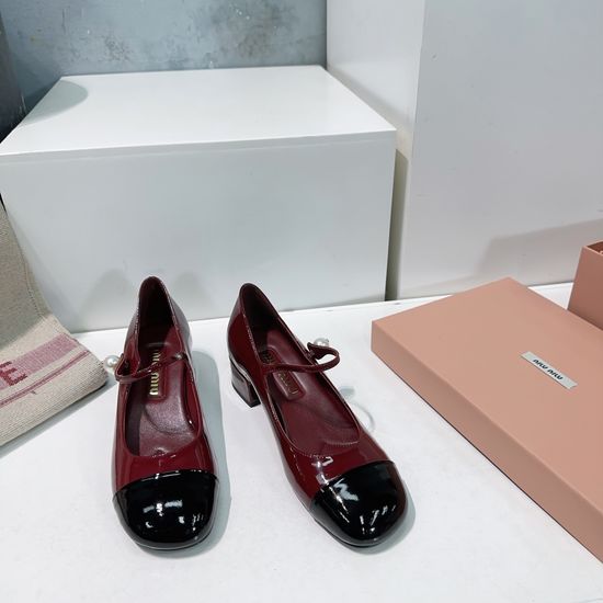 Miu Miu Patent Leather Mary Jane Shoes with Pearl Buckle