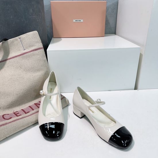 Miu Miu Patent Leather Mary Jane Shoes with Pearl Buckle