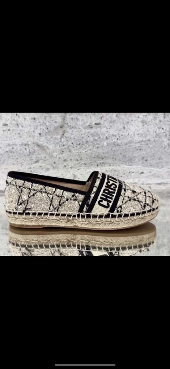 Christian Dior Embroidered Logo Pattern Woven Sole Espadrilles
