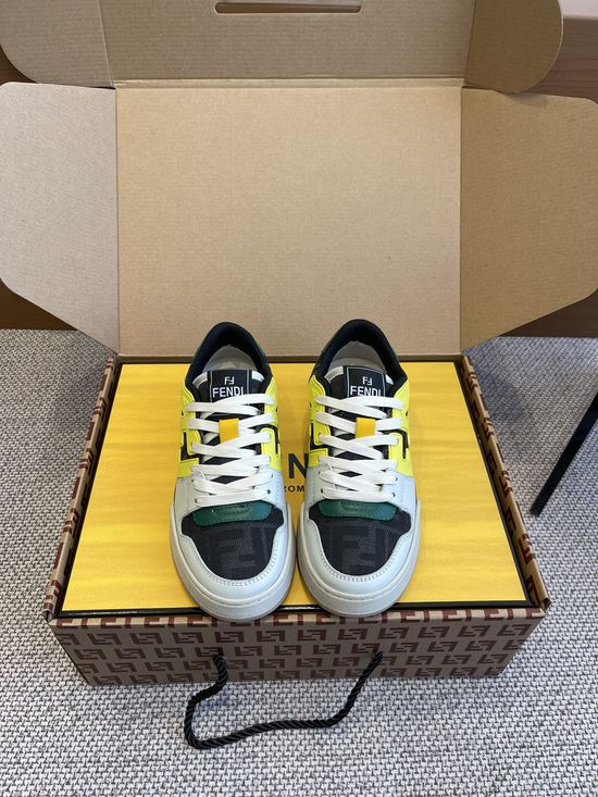 Fendi Retro Stitched Suede Leather Soft Lining Casual Sneakers