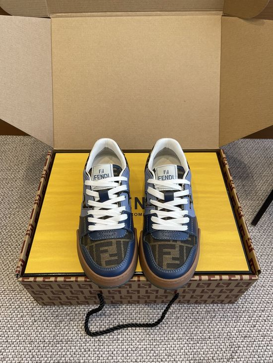 Fendi Retro Stitched Suede Leather Soft Lining Casual Sneakers