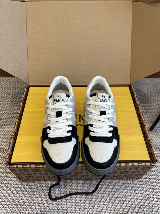 Fendi Retro Stitched Suede Leather Soft Lining Casual Sneakers