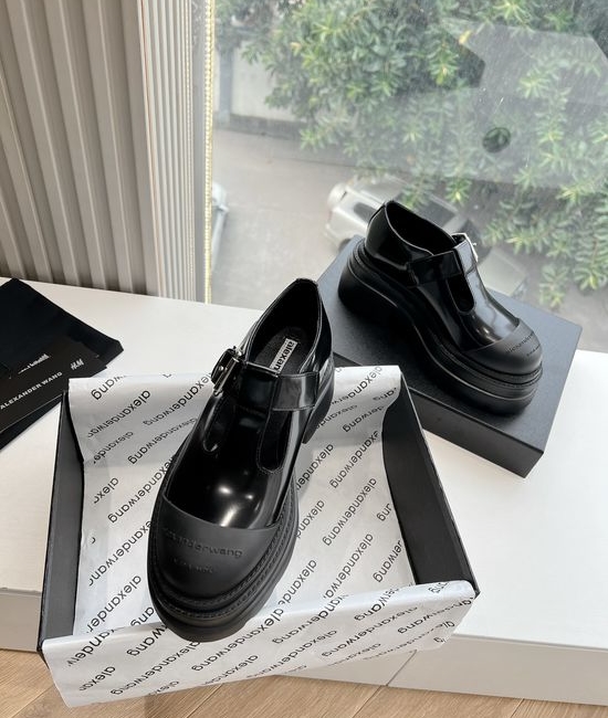 Alexander Wang Patent Leather Platform Loafers With Metal Logo