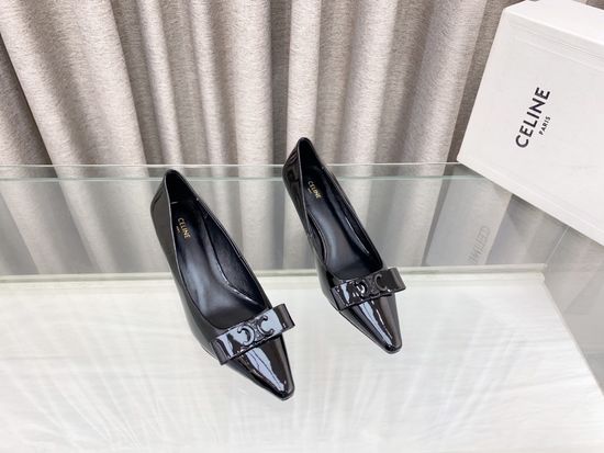 Celine Bow Decor Pointed Toe Kitten Heel Elegant Dress Shoes