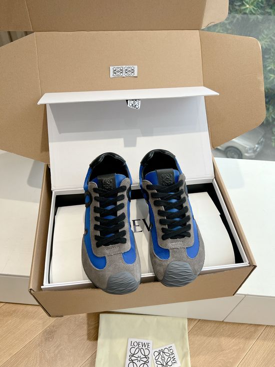 Loewe Minimalist Stitched Suede Leather Casual Comfort Sneakers