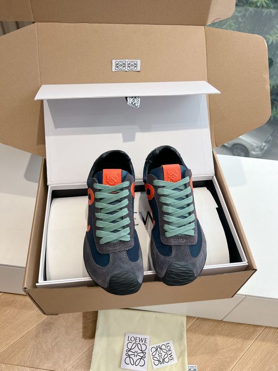 Loewe Minimalist Stitched Suede Leather Casual Comfort Sneakers
