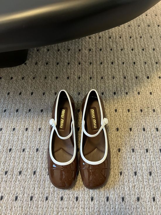 Miu Miu Button Decor Block Heel Mary Jane Footwear