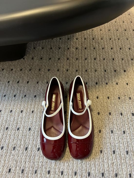 Miu Miu Button Decor Block Heel Mary Jane Footwear