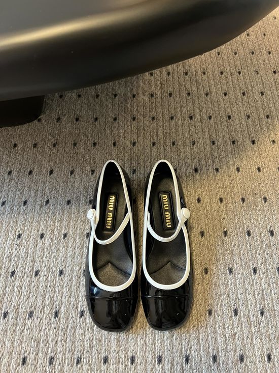 Miu Miu Button Decor Block Heel Mary Jane Footwear