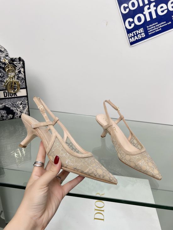 Christian Dior Rhinestone Embellished Kitten Heel Mule Sandals
