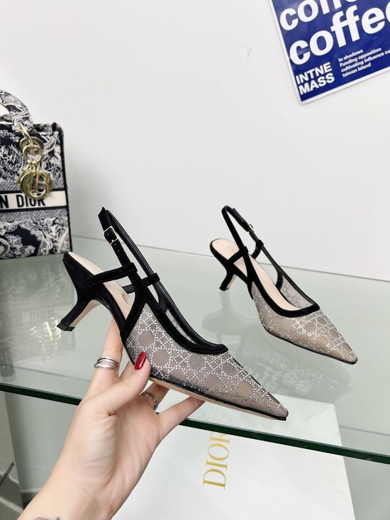 Christian Dior Rhinestone Embellished Kitten Heel Mule Sandals