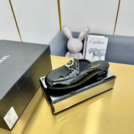 Chanel Vintage Style Round Toe Leather Loafer Flats