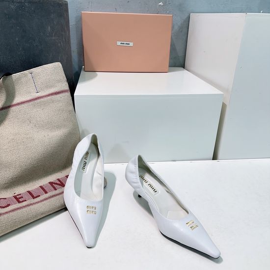 Miu Miu Pointed Toe Low Heel Leather Pumps