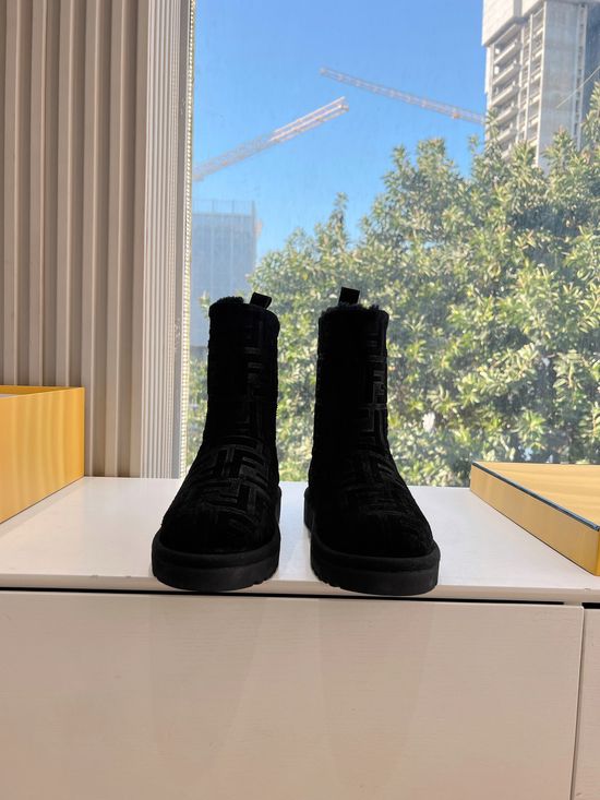 Fendi Matte Suede Casual Sneakers with Warm Shearling Interior