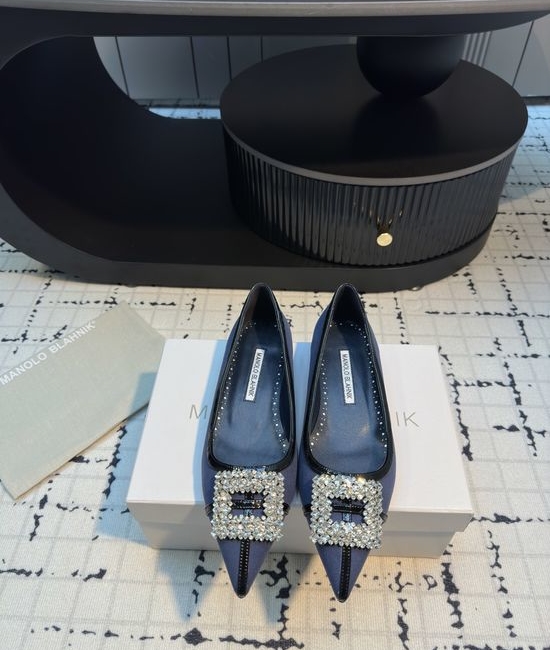 Manolo Blahnik MB Calfskin Suede High Heel And Flat Shoes