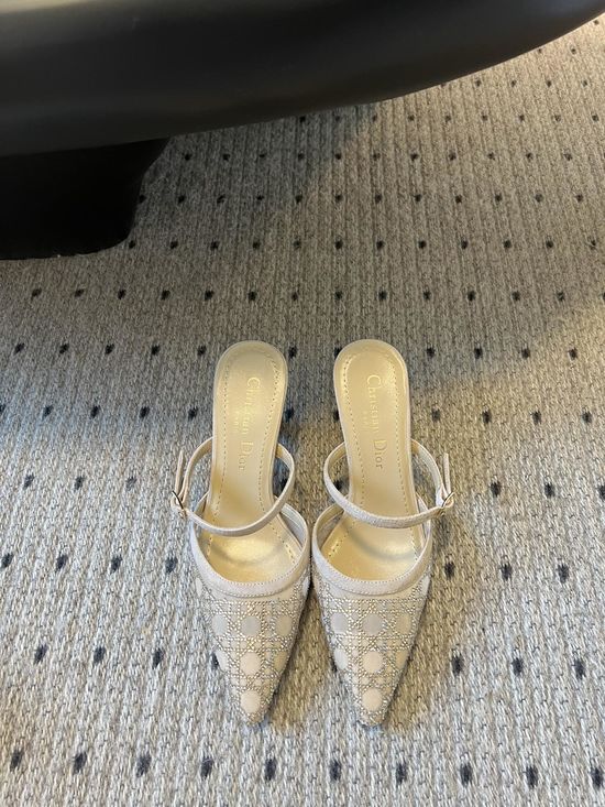 Christian Dior Rhinestone Mesh High Heels with Soft Leather Lining