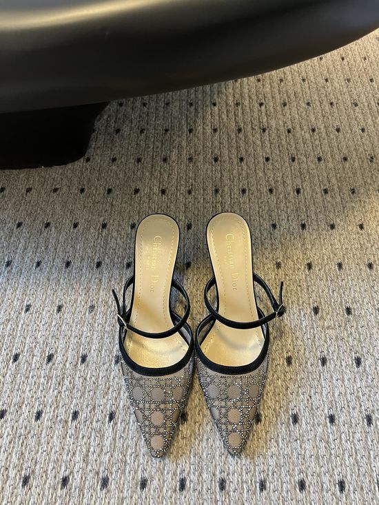 Christian Dior Rhinestone Mesh High Heels with Soft Leather Lining