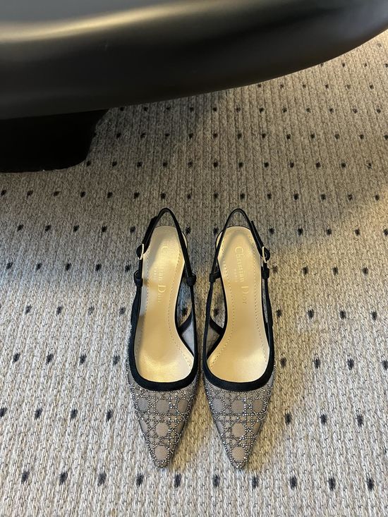 Christian Dior Rhinestone Mesh High Heels with Soft Leather Lining