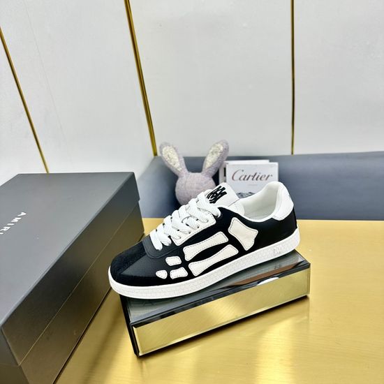 Ami Premium Leather Fashion Pattern Decor Skate Sneakers
