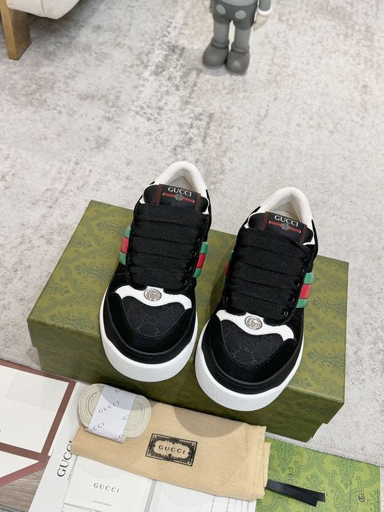 Gucci Vintage Worn Look Platform Sneakers Breathable Comfortable Casual Shoes