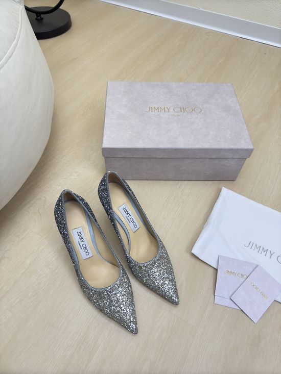 Jimmy Choo Blue Gradient Sequin High Heel Pumps Leather Sole