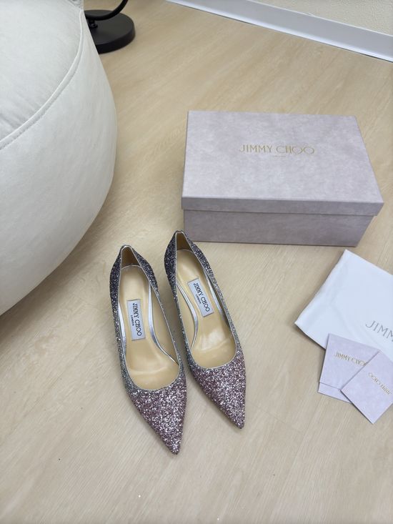 Jimmy Choo Gradient Sequin High Heel Pumps with Leather Sole