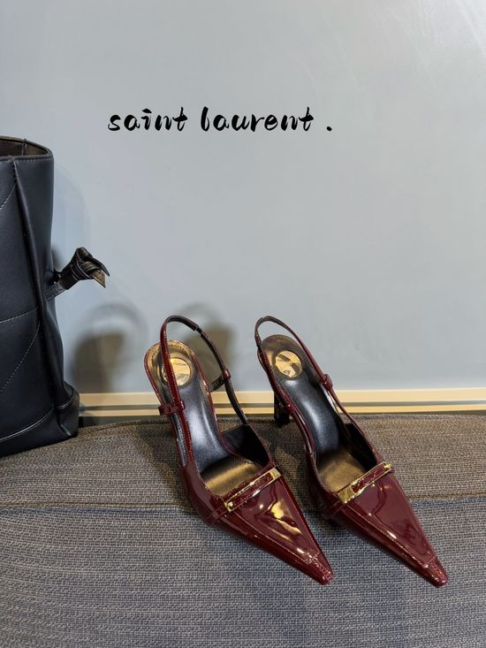 Yves Saint Laurent Elegant Patent Leather Upper High Heel Dress Shoes