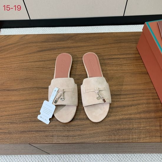 Loro Piana Suede Flat Slides With Decorative Charm Strap