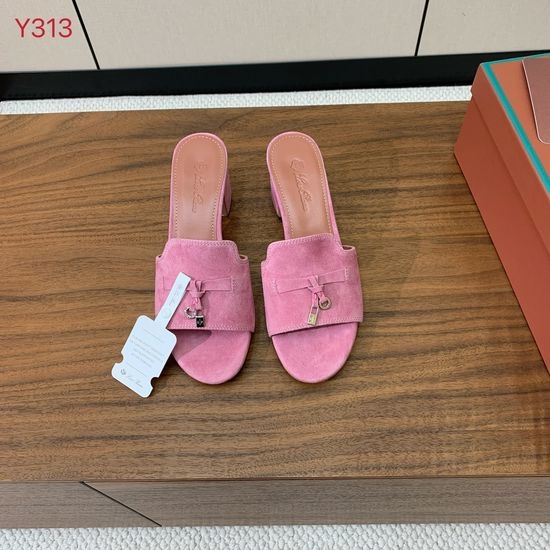 Loro Piana Suede Flat Slides With Decorative Charm Strap