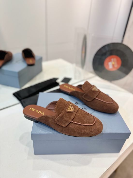 Prada Premium Suede Leather Logo Casual Elevator Shoes