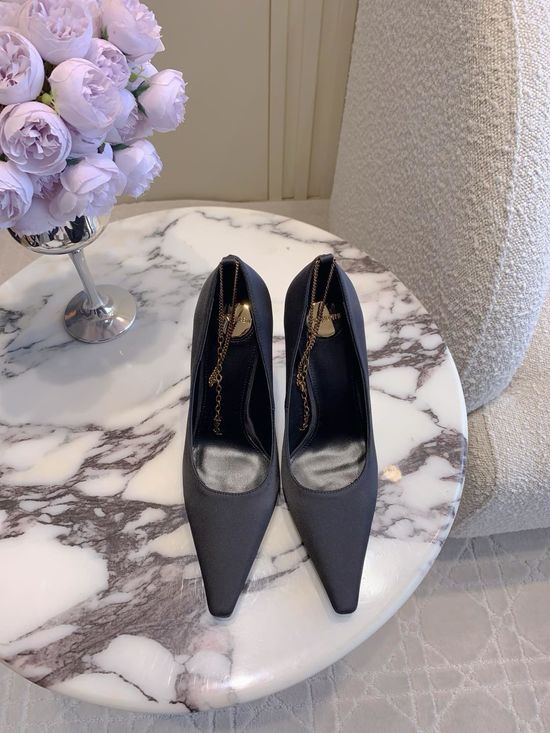 Yves Saint Laurent Chain High Heel Shoes with Silk Upper