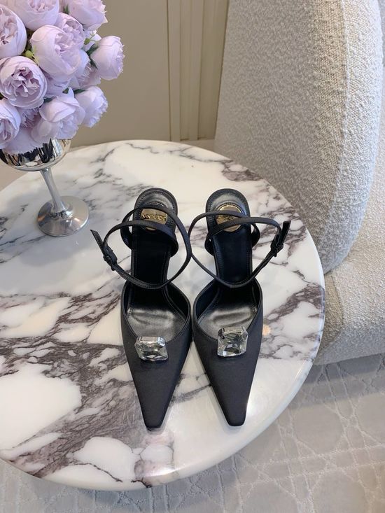 Yves Saint Laurent Glamorous High-heeled Sandals with Sparkling Crystal Accents