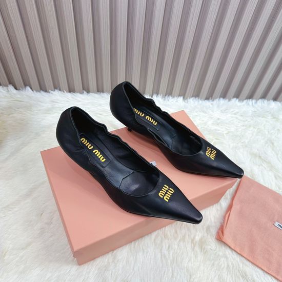 Miu Miu Soft Sheepskin Slip-On Classic Low Heel Shoes
