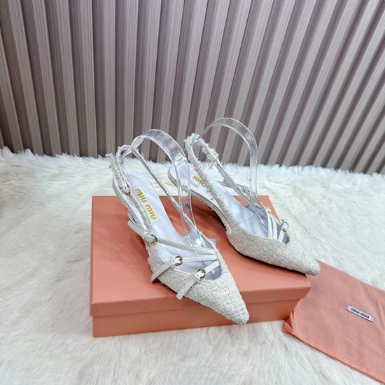 Miu Miu Woven Upper Comfortable Stylish Low Heel Shoes