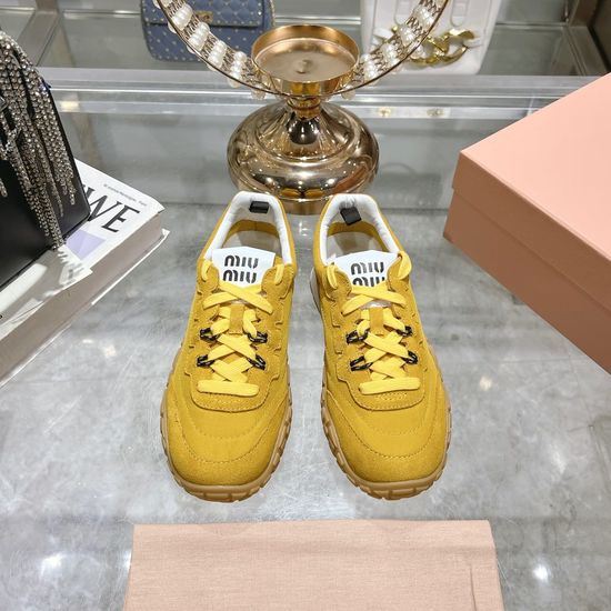 Miu Miu Bold Retro Thick-Soled Canvas Sneakers with Logo