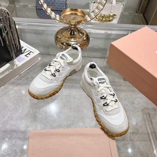 Miu Miu Bold Retro Thick-Soled Canvas Sneakers with Logo