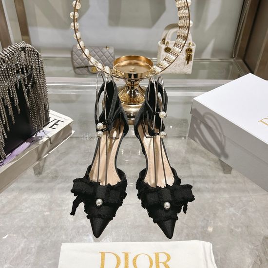 Christian Dior Tassel Bow Stiletto Peep Toe Hollow Out Formal Sandals