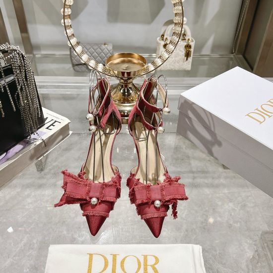 Christian Dior Tassel Bow Stiletto Peep Toe Hollow Out Formal Sandals