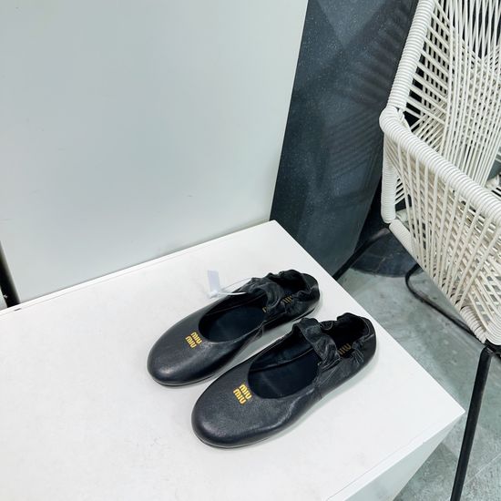 Miu Miu Soft Lambskin Flat Mary Jane Casual Shoes
