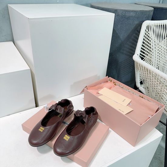 Miu Miu Soft Lambskin Flat Mary Jane Casual Shoes