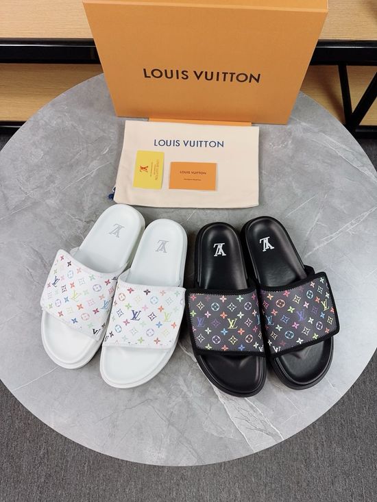 Louis Vuitton Genuine Leather Woven Slippers Durable Rubber Sole Casual Shoes