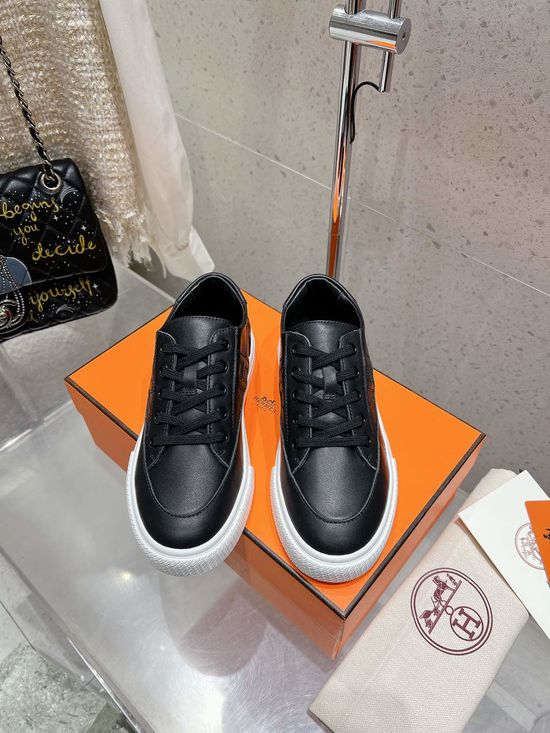 Hermes Classic Low-Top Sneakers with Metal Buckle Detail