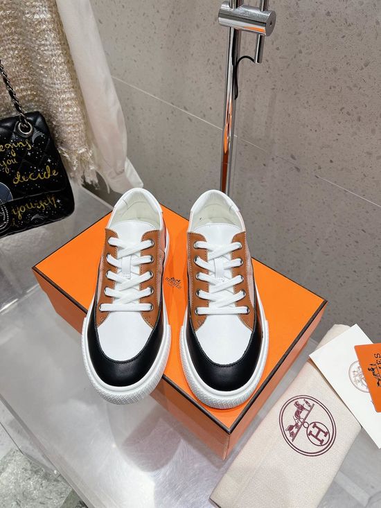 Hermes Classic Low-Top Sneakers with Metal Buckle Detail