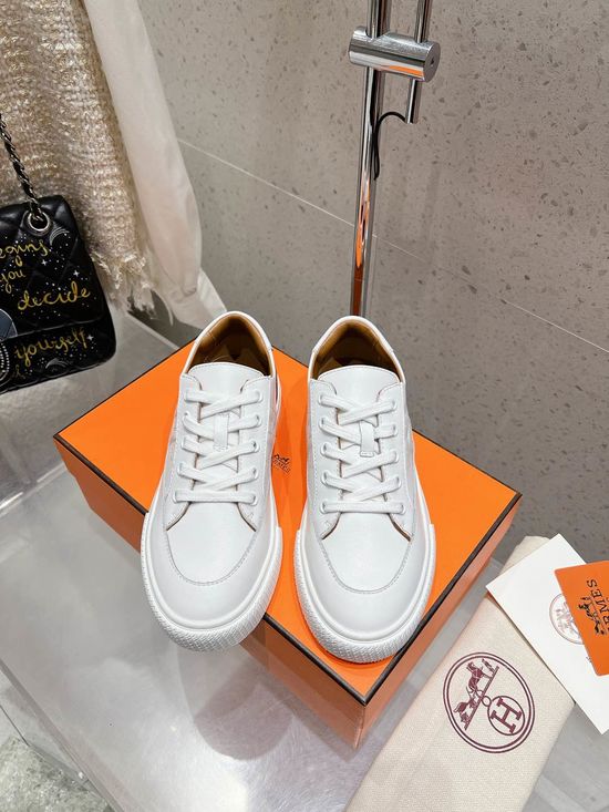 Hermes Classic Low-Top Sneakers with Metal Buckle Detail