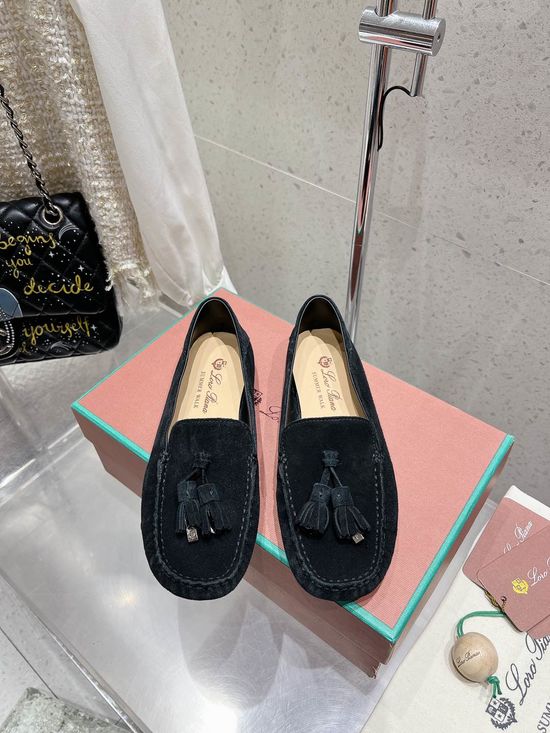 Loro Piana Suede Leather Tassel Loafers Comfortable Slip On Casual Shoes