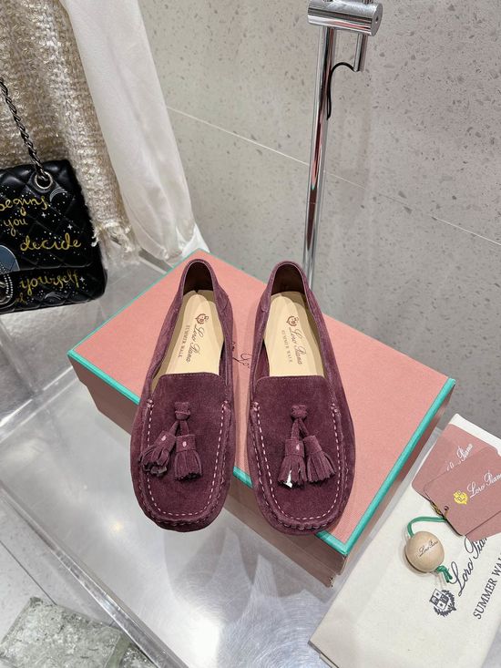 Loro Piana Suede Leather Tassel Loafers Comfortable Slip On Casual Shoes