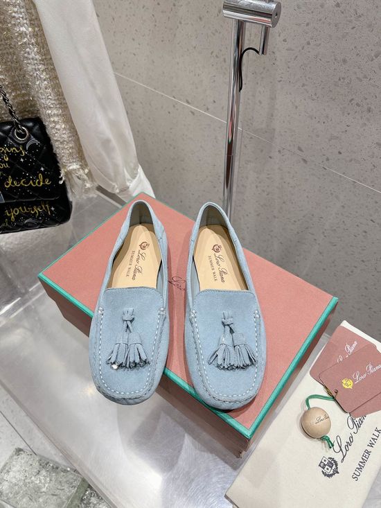 Loro Piana Suede Leather Tassel Loafers Comfortable Slip On Casual Shoes