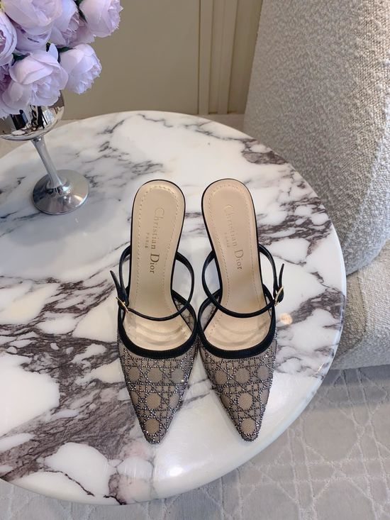 Christian Dior Rhinestone Mesh Stiletto Heel Evening Shoes