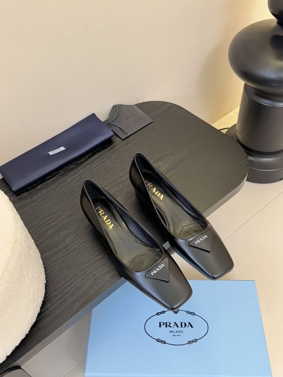 Prada Block Heel Square Toe Casual Shoes Comfortable Stylish Footwear