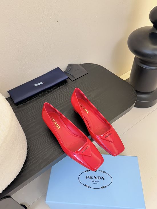 Prada Block Heel Square Toe Casual Shoes Comfortable Stylish Footwear